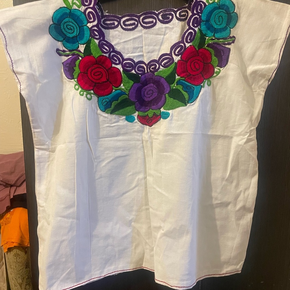 Embroidered Floral White Top